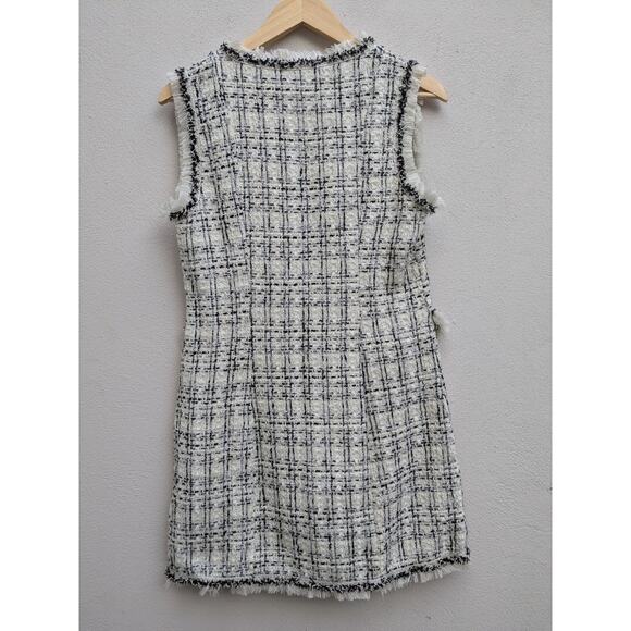 She In Women's Mini Dress Gold Buttons Beige Black Tweed Size Small - Picture 8 of 8